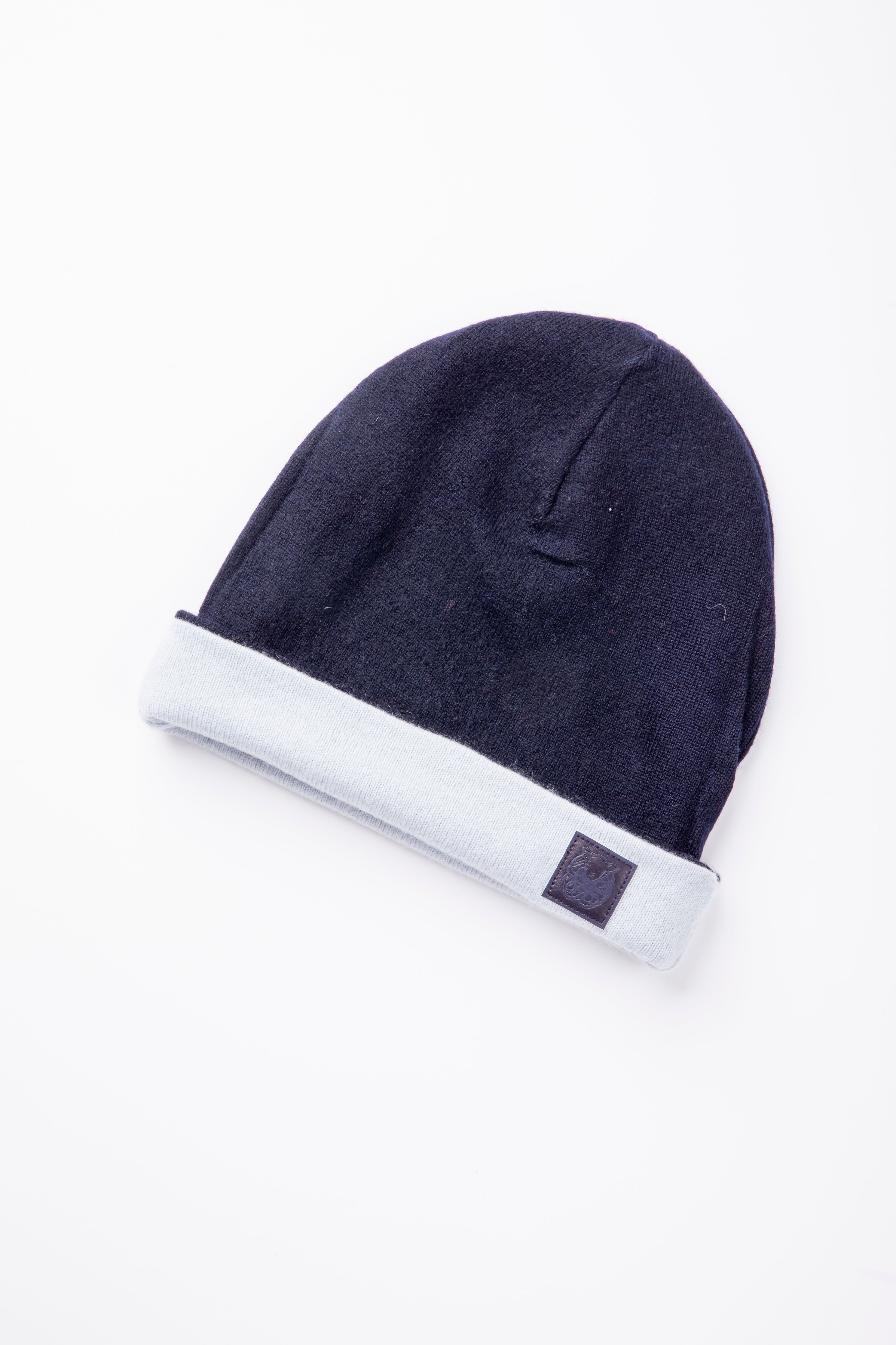 Light Blue And Navy Blue - Reversible Cashmere Beanie – B.B. Sheep